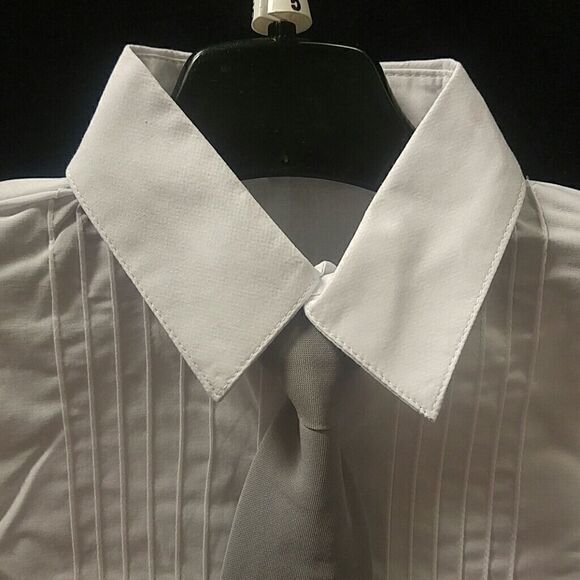 BOY'S SILVER VEST& SHIRT- TIE COMBO BY VANGOGH - Picture 4 of 6